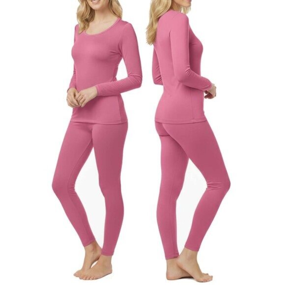 Women’s Microfiber Thermal Underwear Set 2 Pack – Warm Long Johns Top & Bottom - Picture 4 of 4